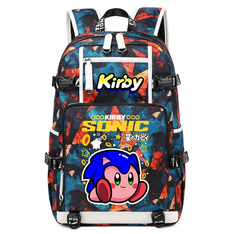 sac à dos d'étudiant imprimé dessin animé kirby, sac d'école de voyage de grande capacité pour enfants et adolescents