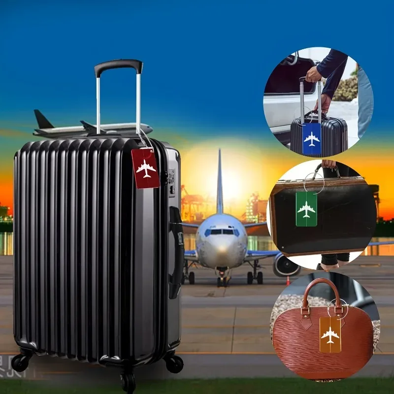 étiquette de bagage en aluminium durable, 5 pièces, anneau en acier antivol, conception d'identification de bagages, étiquette de écharpe d'enregistrement d'avion