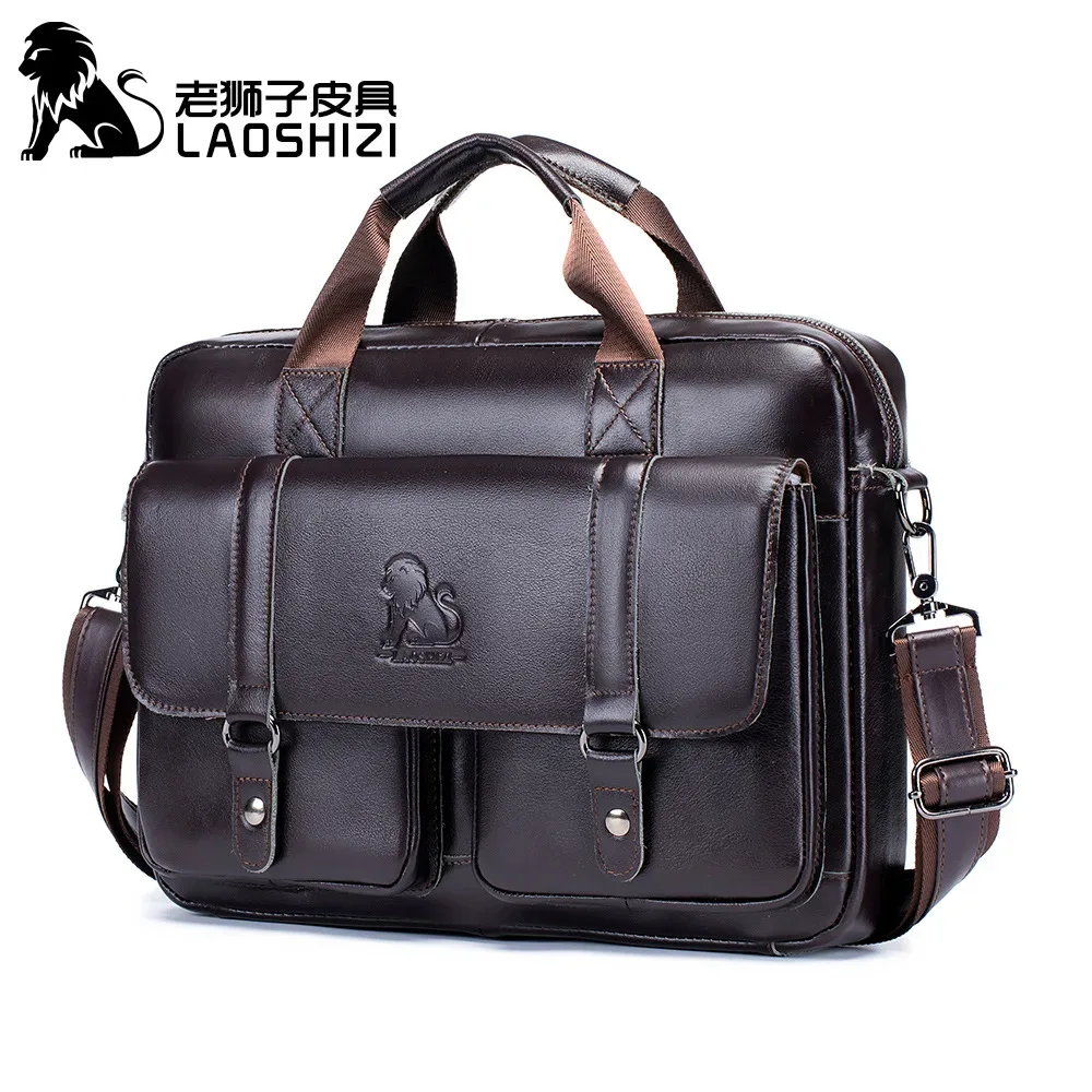 nouvelle sacoche pour homme en cuir véritable à 100 %, sacoche pour ordinateur portable, grande capacité, sac à main d'affaires, sac à bandoulière décontracté, sac messager