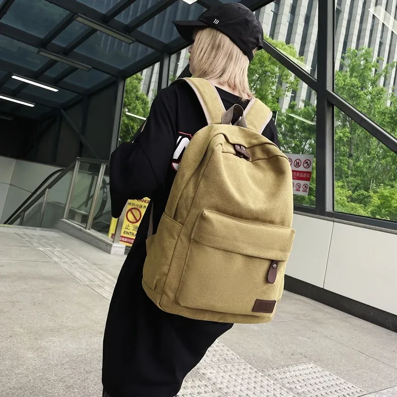 sacs à dos en toile noire unie 100% coton, sacs de loisirs ou de voyage, forfaits unisexe de grande capacité, sacs d'école simples à la mode