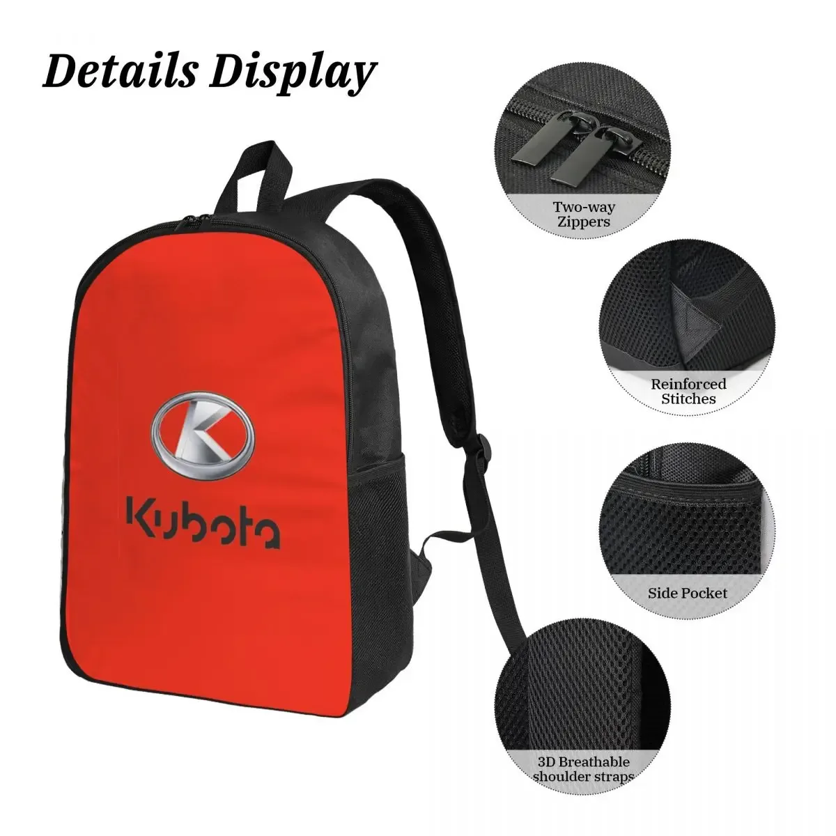 kubota tracteur sac à dos étudiant garçons filles bookbag sac d'école ordinateur sacs à bandoulière 3ps sac à déjeuner isolé trousse à crayons