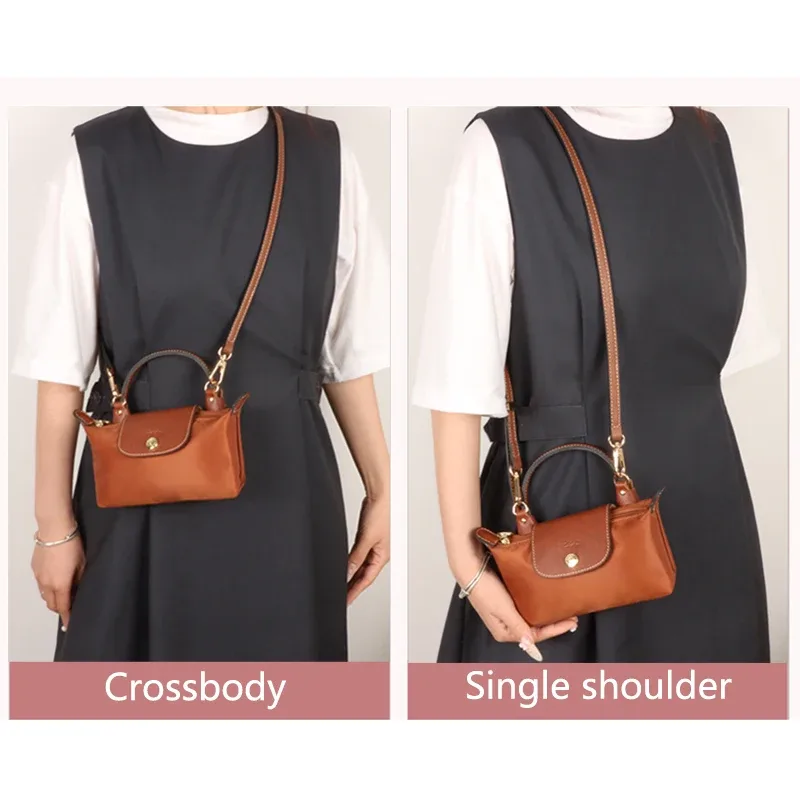1 ensemble de sangles de sac pour longchamp mini, ensemble de sangles d'épaule en cuir véritable sans poinçon, accessoires de sac à bandoulière de transformation