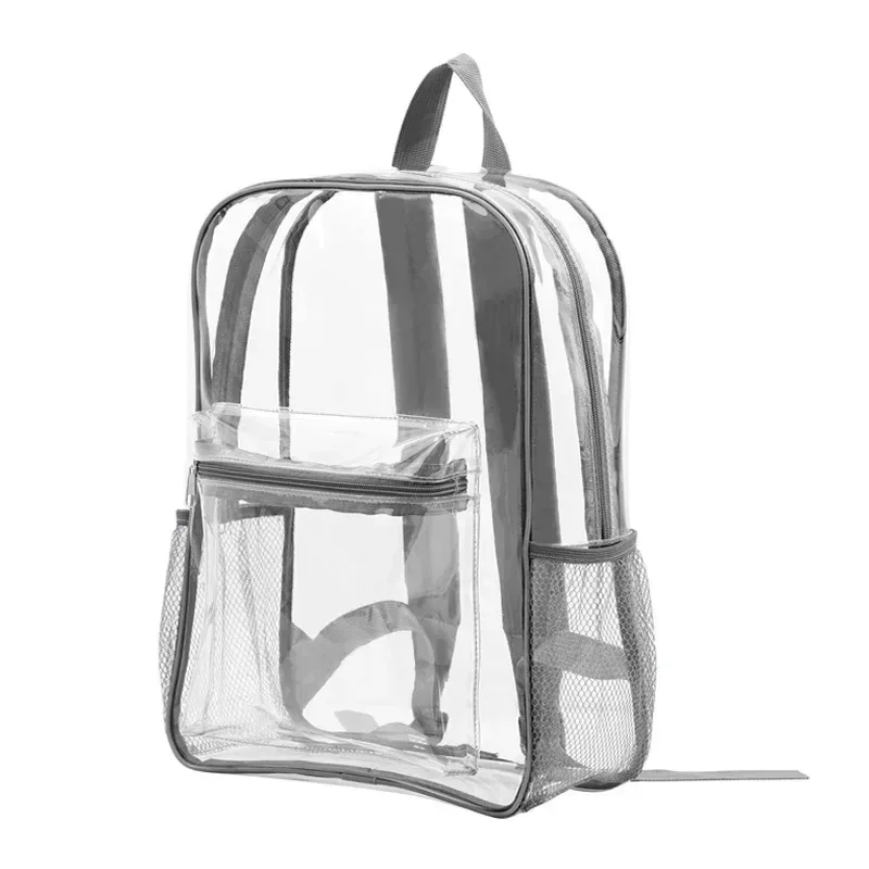 sac à dos transparent de grande capacité, décontracté, fermeture éclair, étanche, sac d'école, sac à dos visible en pvc, sac de voyage pour femmes