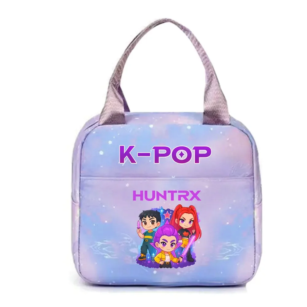 kpop demon hunters office workers avec sac à déjeuner portable isolé de grande capacité, sac à bandoulière à double usage