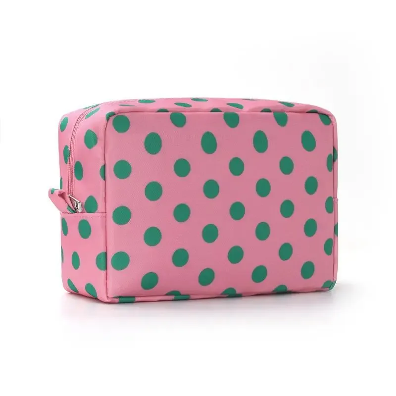 trousse de maquillage à pois, trousse de toilette de voyage étanche avec fermeture éclair, étui pour pinceaux de maquillage