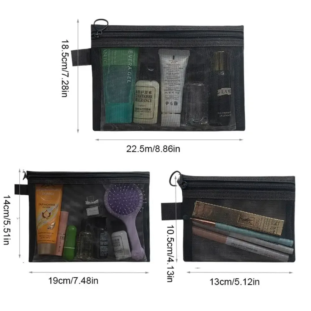 sac à cosmétiques en maille de grande capacité, sac carré, étuis à crayons, trousse de maquillage, étui de rangement, pochette de lavage, trousse de toilette d'extérieur