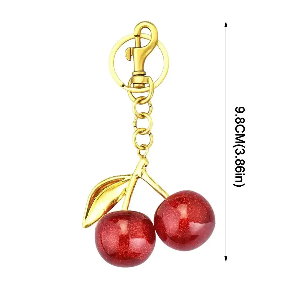 nouveau porte-clés cerise scintillant en résine, porte-clés de voiture en forme de fruit, bijoux diy, finition pailletée, accessoires pour sac, décoration suspendue pour sac à dos