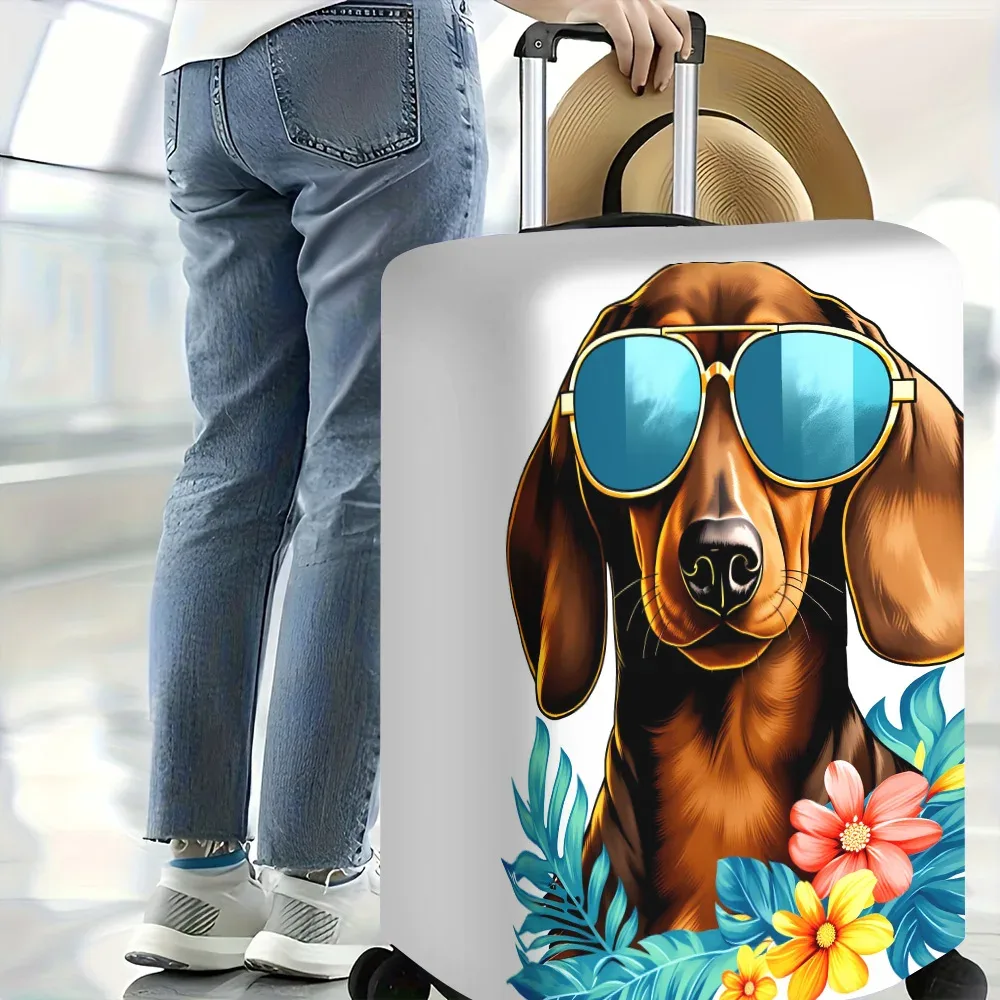 1 housse de bagage illustrée avec motif chien pour valises de 18 à 32 pouces ; accessoires de voyage anti-pous