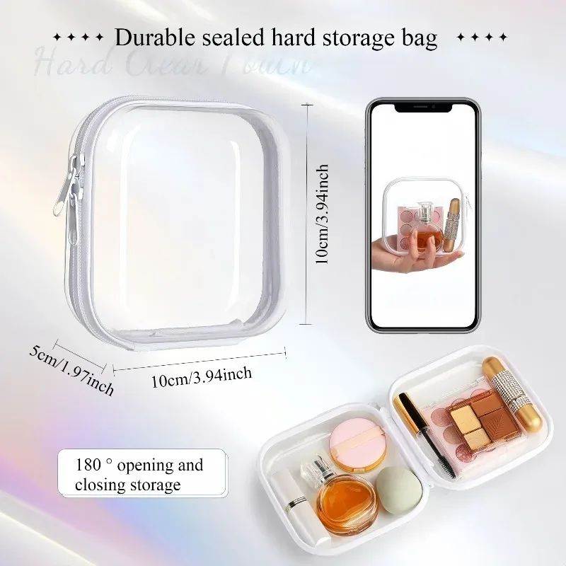 best-seller amazon : mini trousse de rangement rigide transparente pour voyage, boîte organisatrice portable pour accessoires de voyage et petits cosmétiques