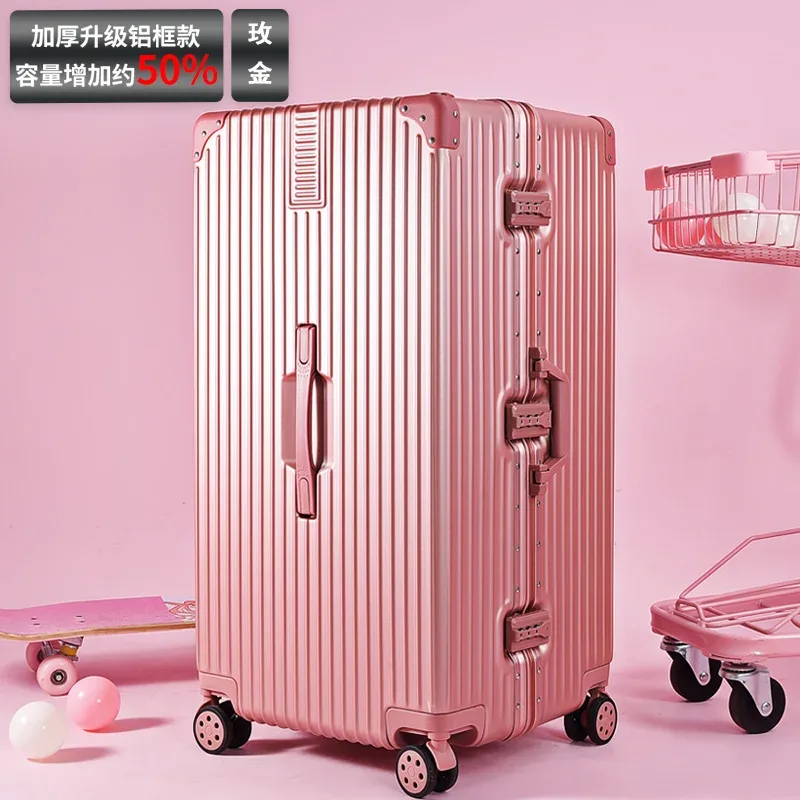 valise de voyage épaisse pour bagages unisexe extra large de 60/100 pouces, avec serrure tsa de grande capacité, boîtier de chariot, cadre en aluminium à fermeture éclair