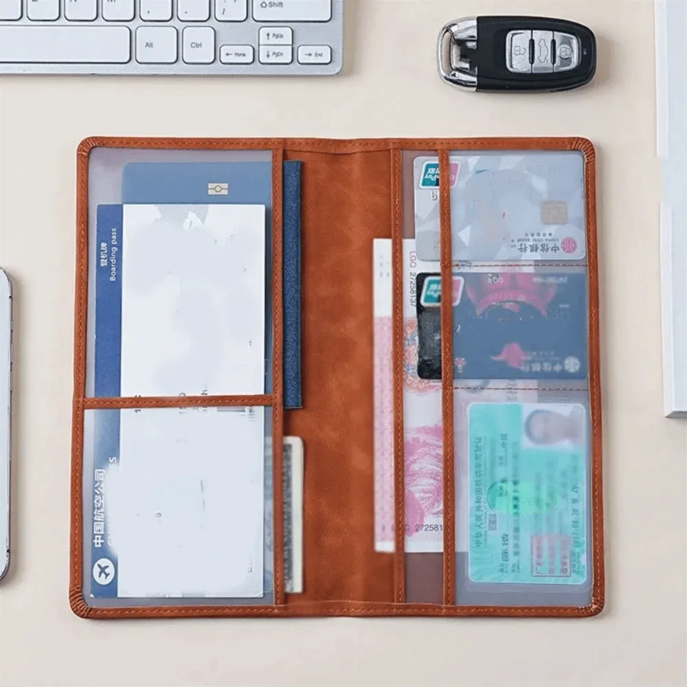 Porte-cartes en cuir PU, sac à main pour passeport, porte-billets, clip pour passeport, anti-vol RFID, sac de rangement multifonctionnel pour femmes