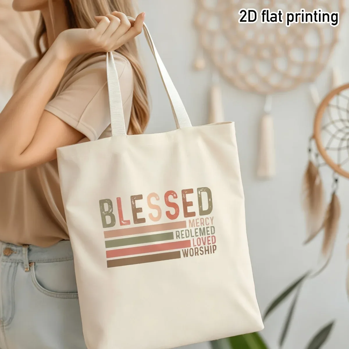 sac fourre-tout vintage, citations positives inspirantes, idéal pour les visites à la église, les courses, les déplacements quotidiens, convient pour une utilisation quotidienne.