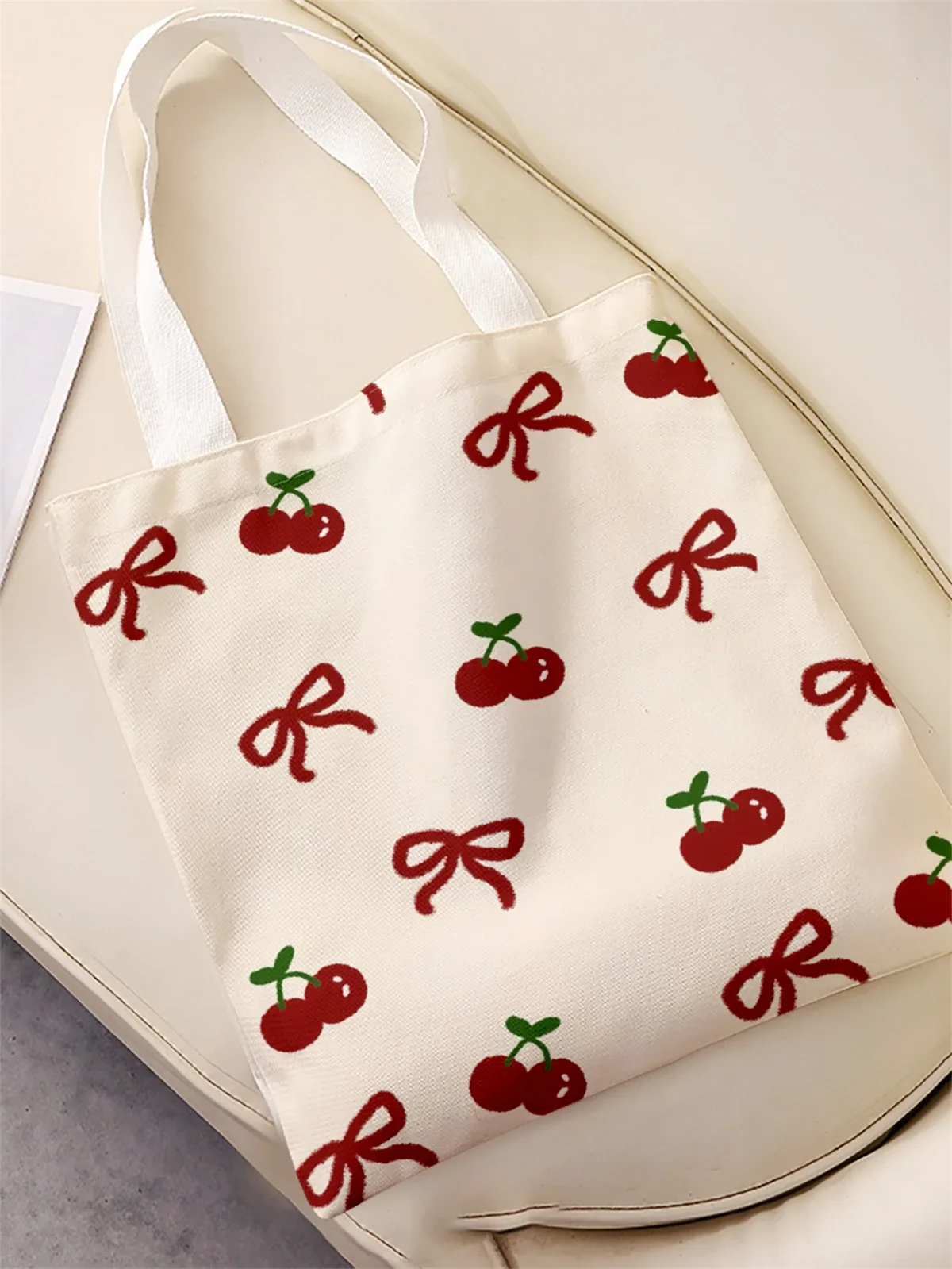 sac à main décontracté imprimé à motif d'arc, sac à dos réutilisable à la mode, sac à main multifonctionnel, sac de shopping en toile