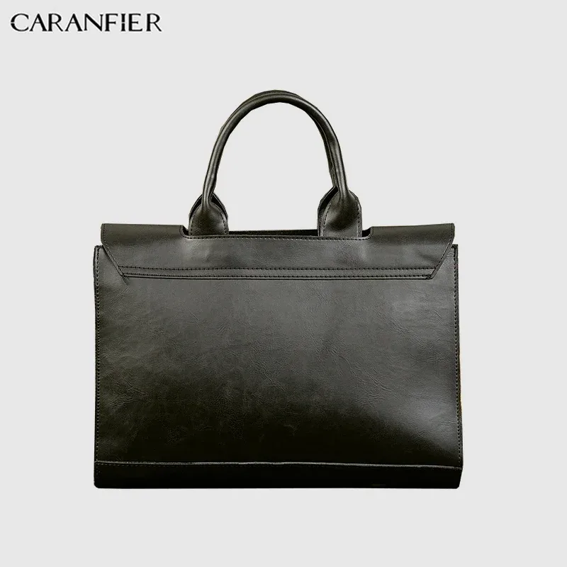 caranfier hommes porte-documents en cuir pu sacs à main crazy horse affaires décontracté épaule sacs à bandoulière de haute qualité bagages solides