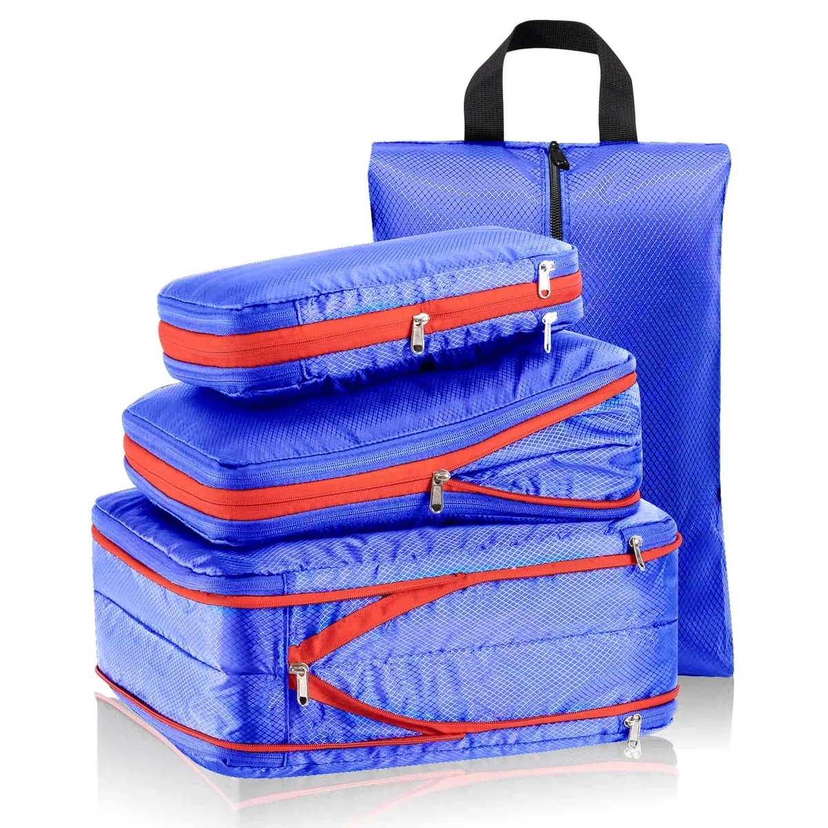 ensemble de sacs de rangement de voyage à double compression avec sac à chaussures, organisateur de bagages, accessoires de voyage, pochette de rangement compacte