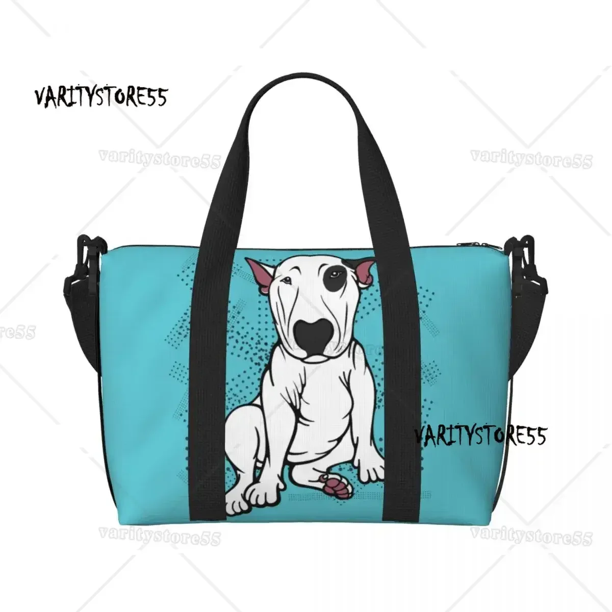 sac fourre-tout personnalisé à motif répété de chien bull terrier pour femmes, sac de voyage à bandoulière de grande capacité pour animaux de plage et de gymnastique