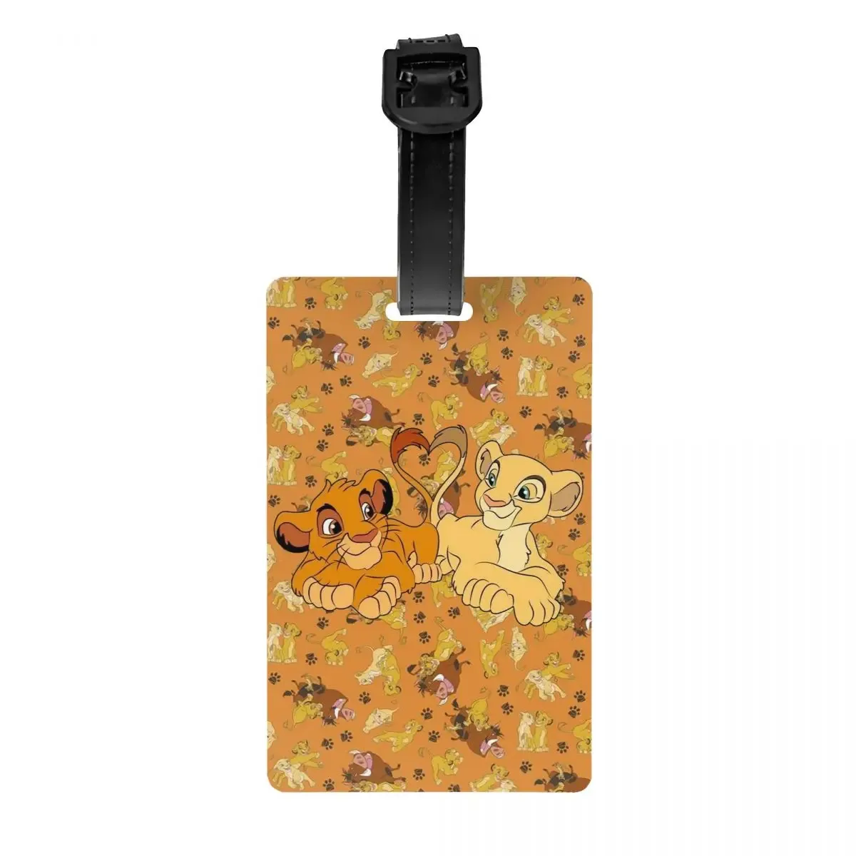 étiquette de bagage personnalisée rafiki avec carte nominative, étiquette d'identification avec couverture de confidentialité the lion cartoon k-kings pour sac de voyage et valise