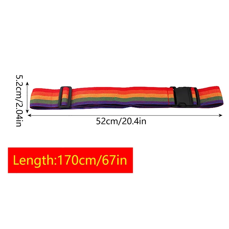 sangle de bagage arc-en-ciel réglable, emballage de ceinture croisée, structure de voyage, environnement de bagage, 180cm, 1pc