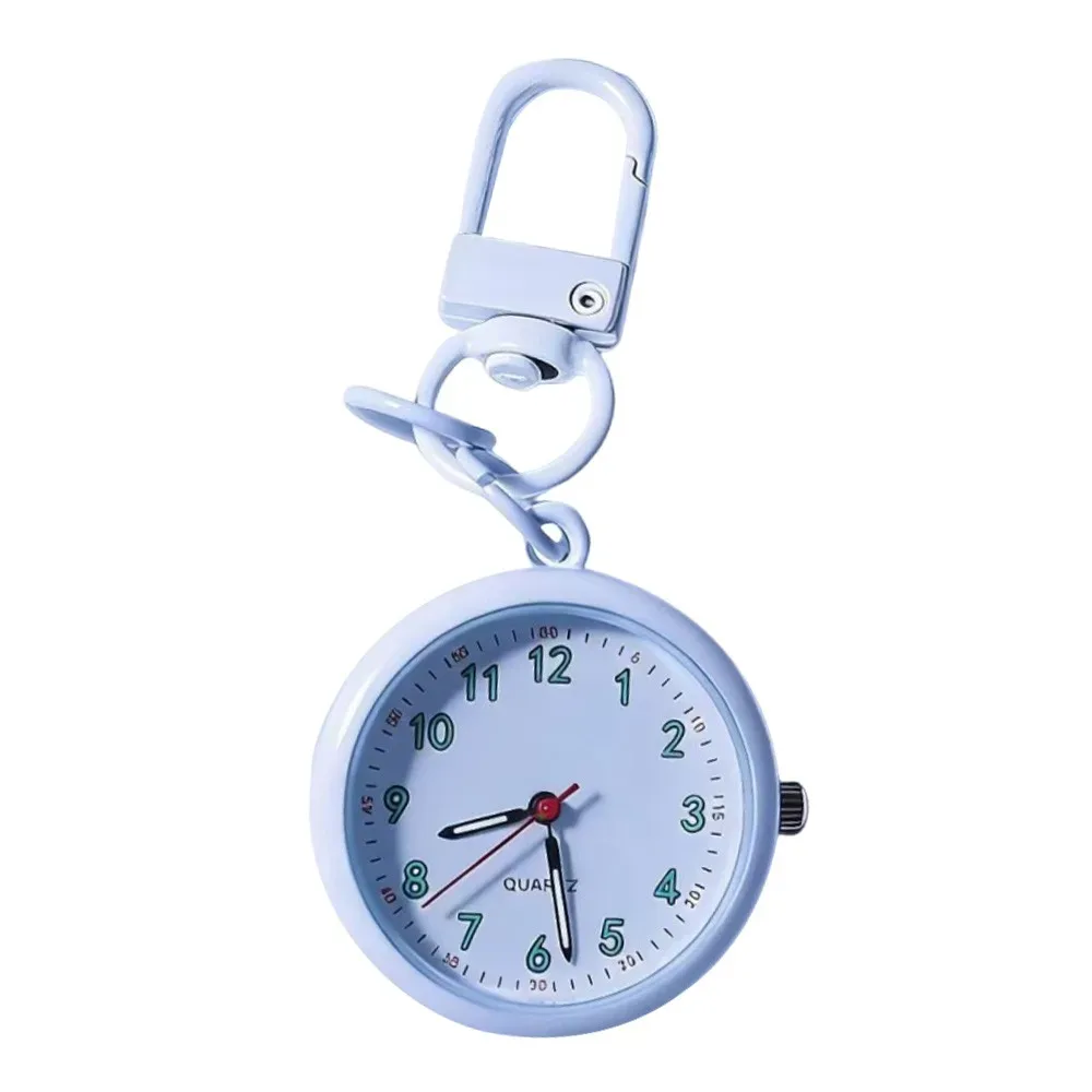 montre d'examen à mouvement silencieux, boîtier en alliage, couvercle en cuir, montre de poche mini format, design réutilisable, montre porte-clés, décoration de sac à dos