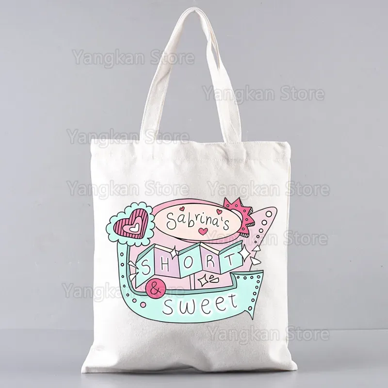 sabrina carpenter short n' sweet sacs à main unisexes sac fourre-tout en toile personnalisé imprimé utilisation quotidienne sac de courses décontracté de voyage réutilisable