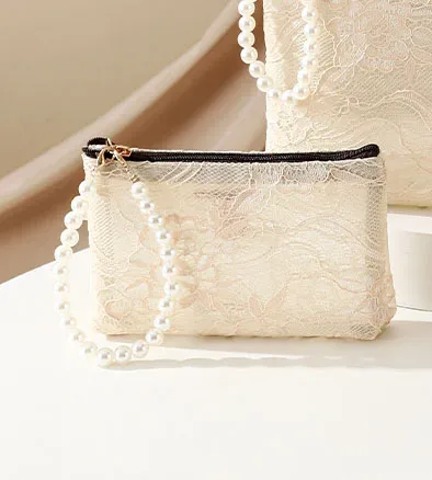 sac à cosmétiques en dentelle douce, pochette de toilette de voyage, étui de rangement, trousse de toilette pour accessoires de maquillage, clés de téléphone, porte-monnaie