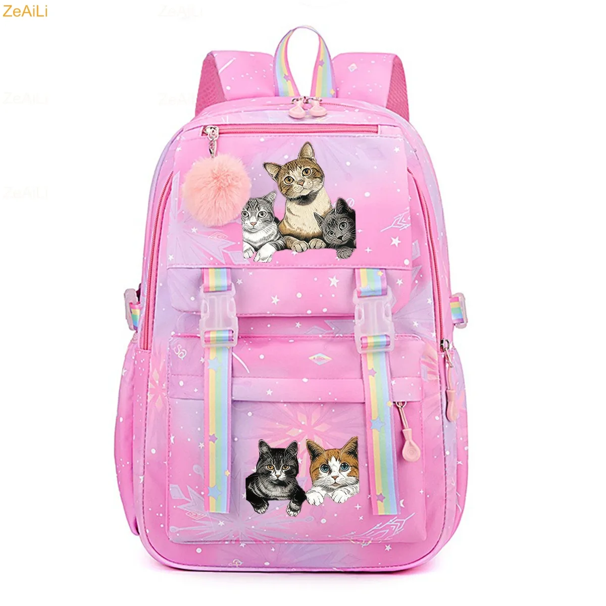 sac à dos pour femme, enfant, adolescent, motif chat noir mignon, fleur et papillon, idéal pour l'école