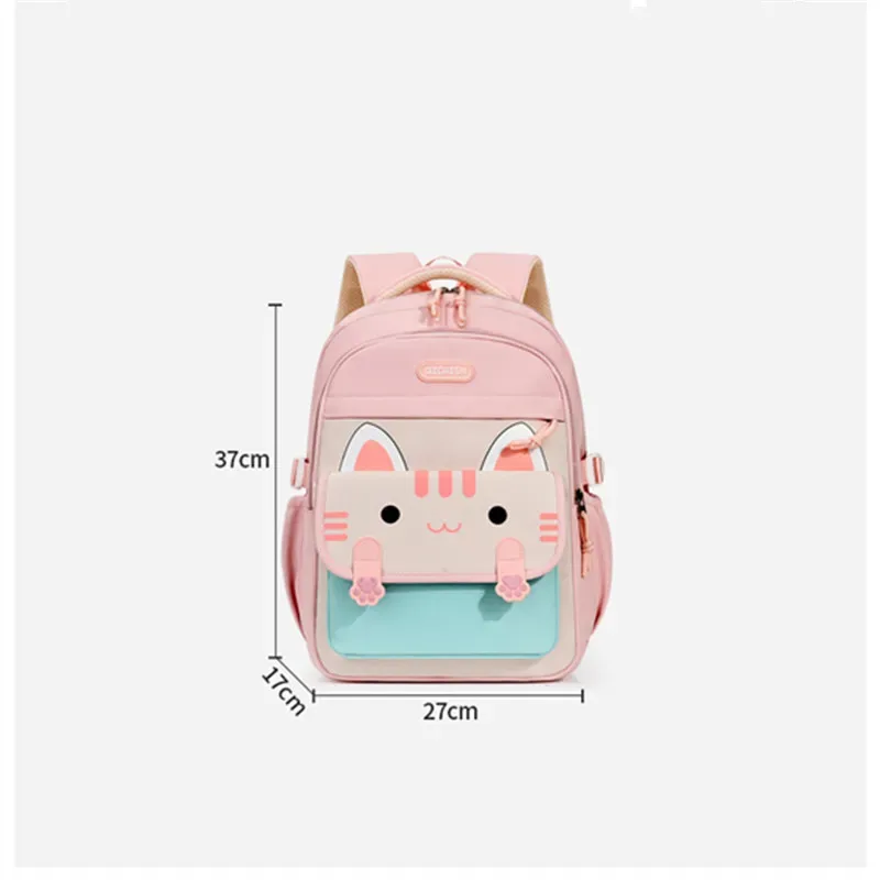 sac d'école à grande capacité avec imprimé chat kawaii, nylon, unisexe, style minimaliste urbain, sac à dos pour étudiants, sac à dos pour ordinateur portable de 14 pouces