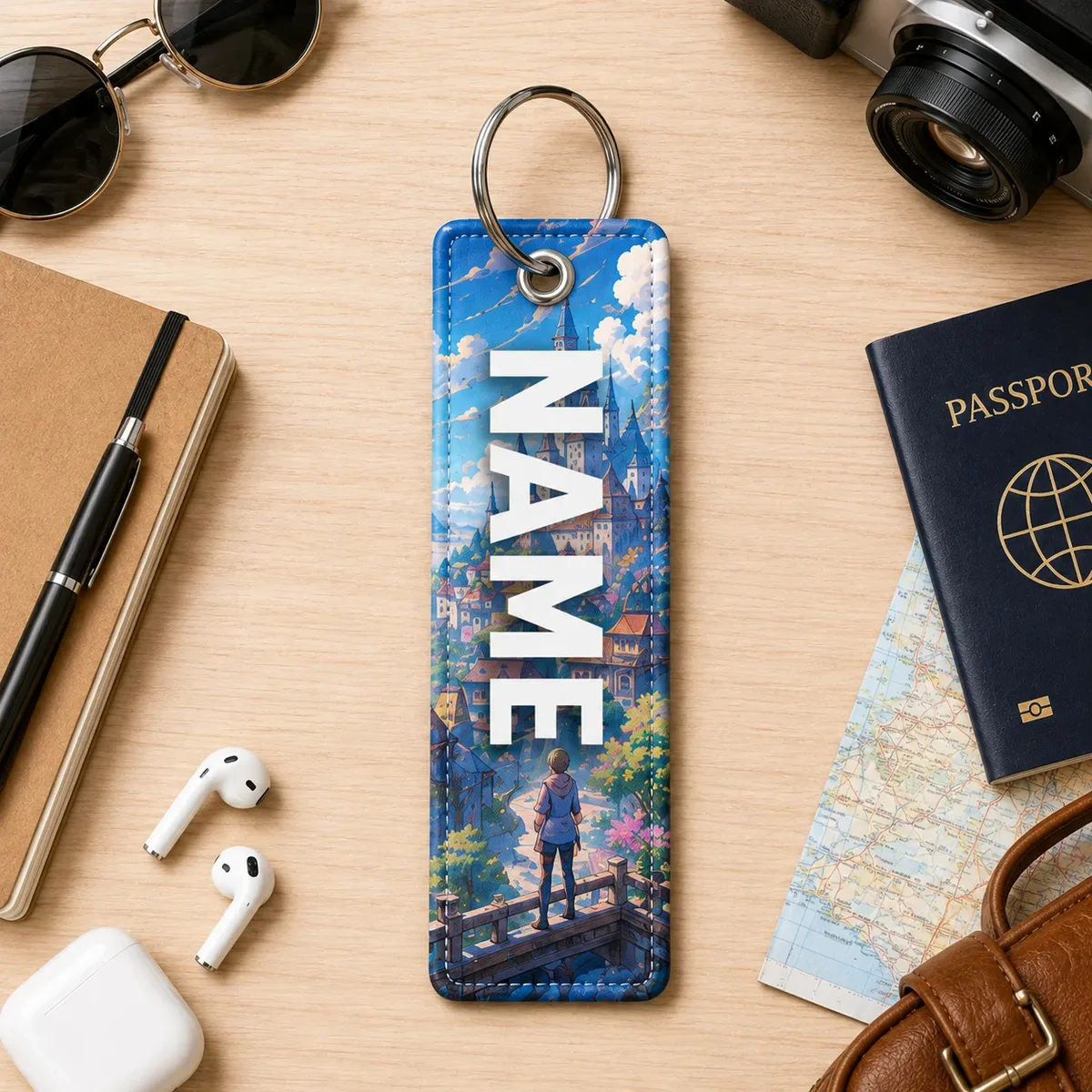 étiquette de bagage personnalisée avec dessin animé, logo personnalisé, nom, étiquette d'identification pour valise de voyage, sac à dos, accessoires, cadeau, 1 pièce