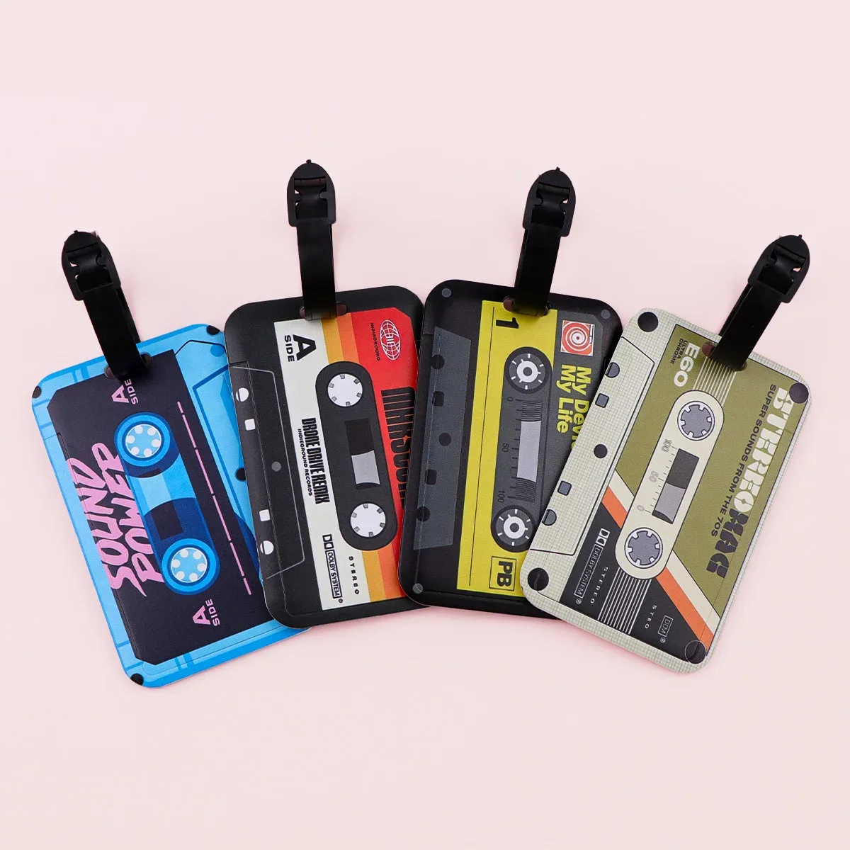 étiquettes de bagage vintage en forme de cassette audio, porte-adresses et noms pour valises, accessoires de voyage portables