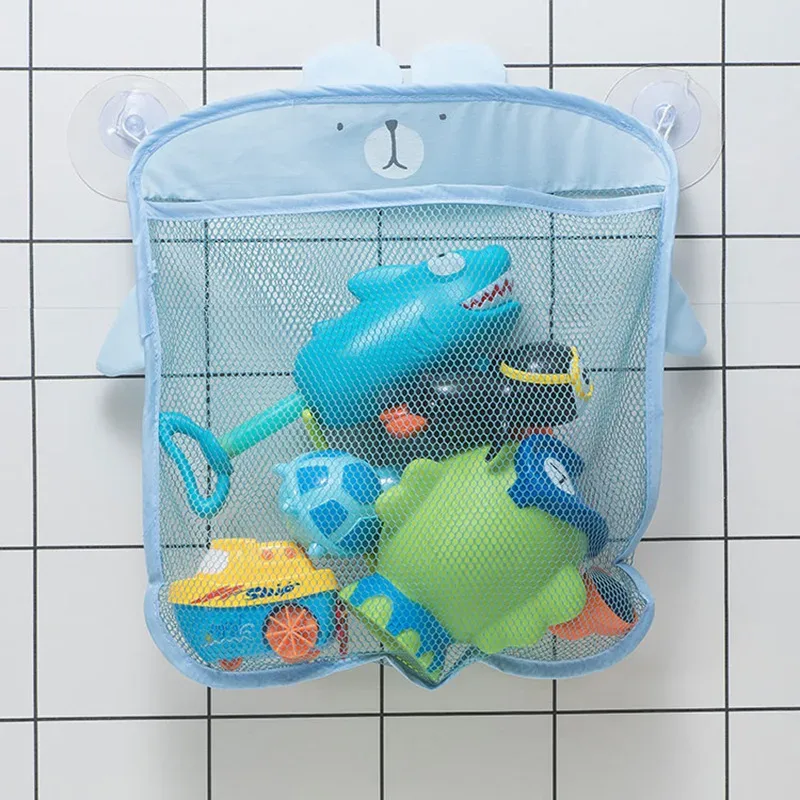 organisateur de jouets de bain en filet avec ventouses, motif animaux mignons, séchage rapide, anti-moisissure, pochettes de rangement pour bébés et tout-petits, pour baignoires et salles de bain