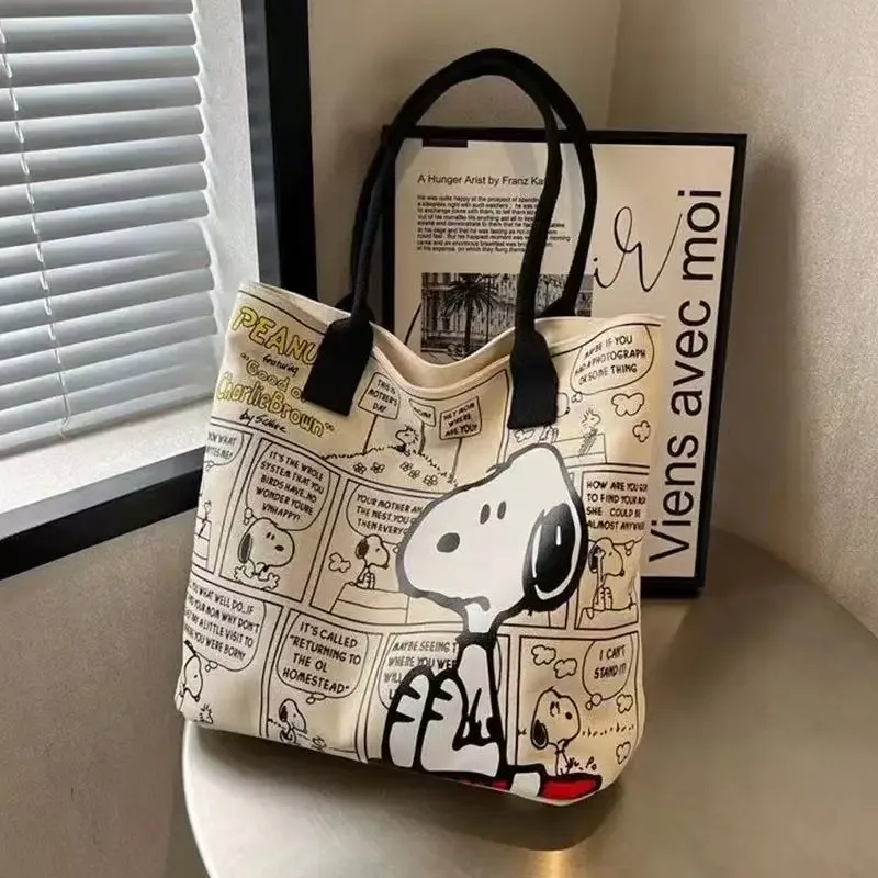 nouveau sac à main en toile kawaii snoopy, sac à bandoulière pour filles tendance, sac à main en nylon simple de grande capacité