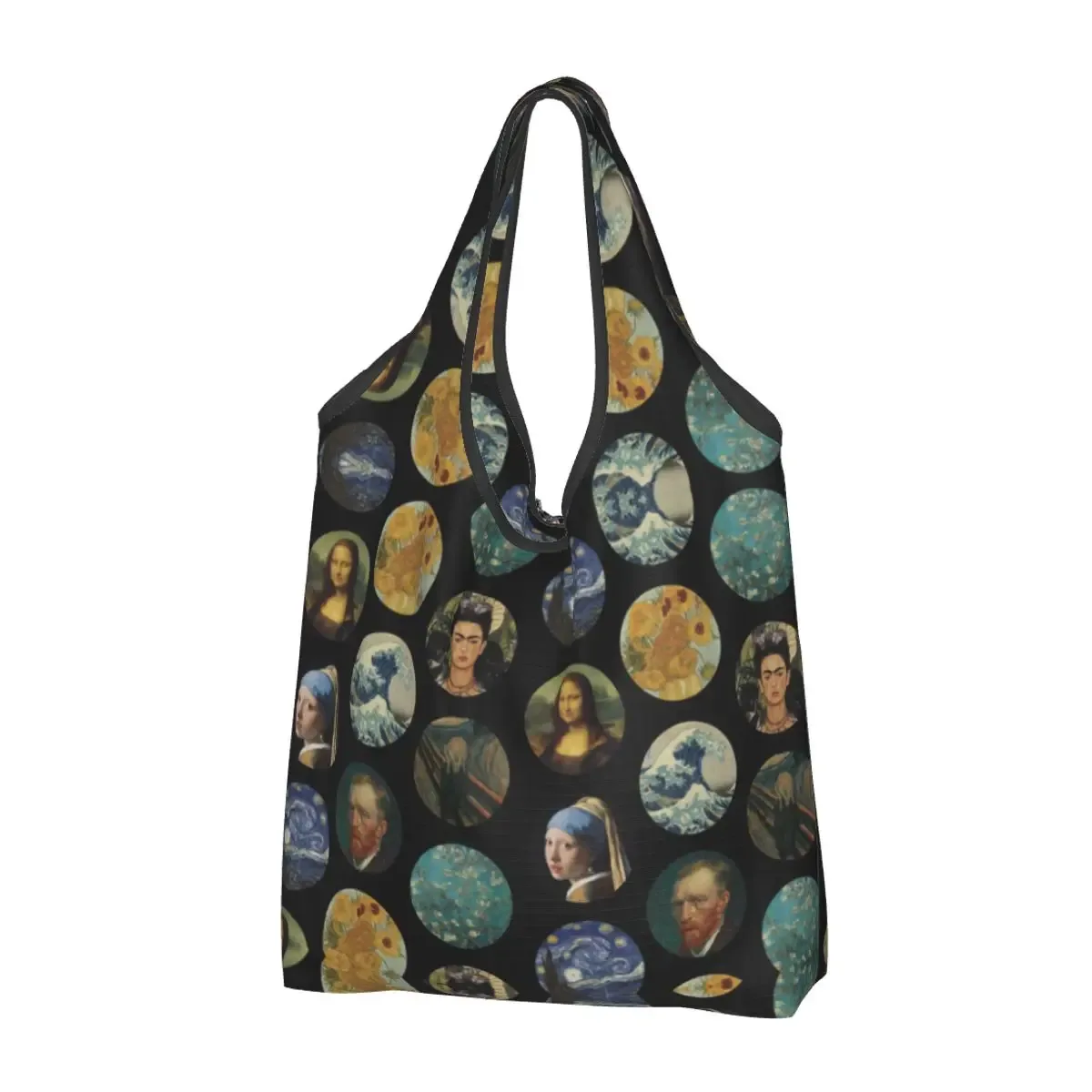 sac fourre-tout portable personnalisé drôle 73 terrasse la nuit, peinture de vincent van gogh, sac d'épicerie initié