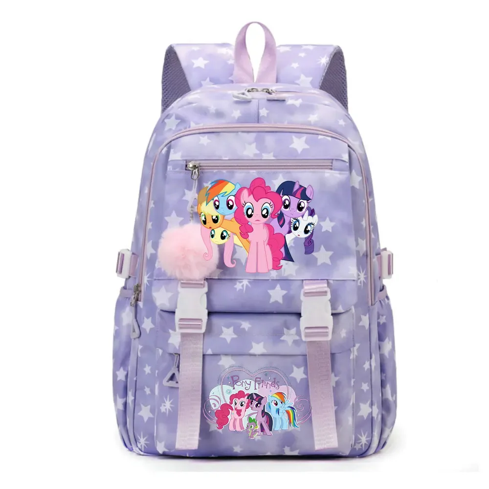 sac à dos d'étudiant imprimé my little pony, cartable de grande capacité pour adolescents, sac à dos de voyage pour ordinateur portable pour femmes