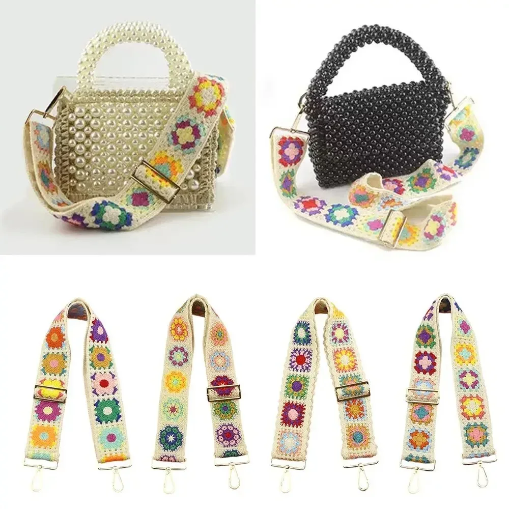 sangle de sac de 5 cm, sangle d'épaule florale au crochet, sangle de remplacement bohème pour sac, sangle large pour sac bandoulière, sangle de sac détachable