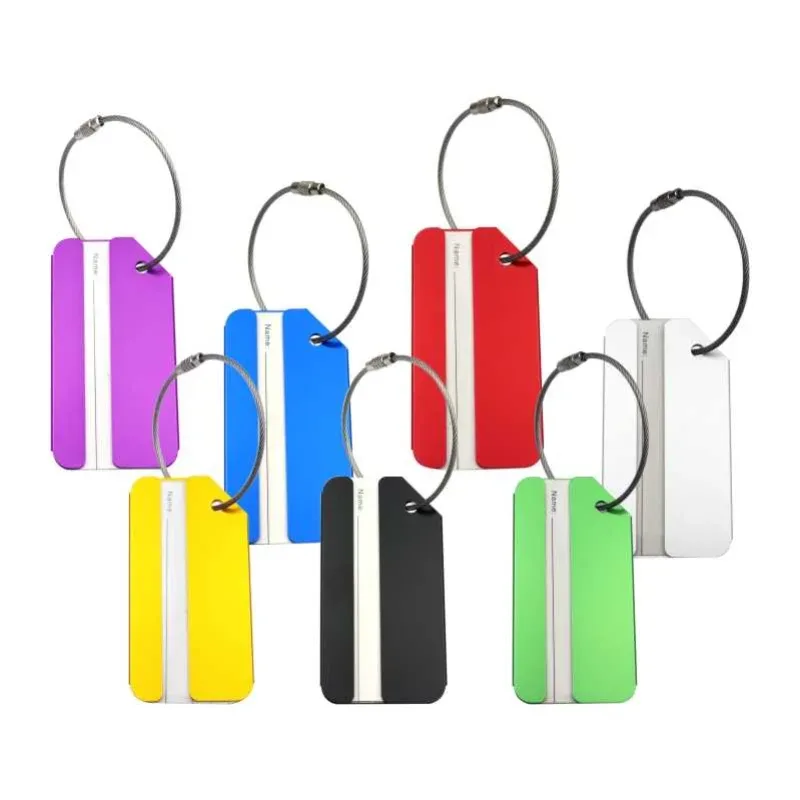 étiquette de bagage de voyage créative et décontractée en alliage d'aluminium, porte-adresse d'identification 