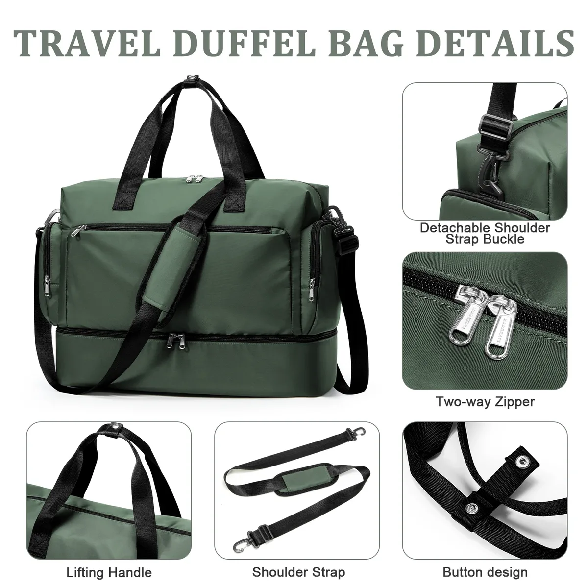 sac de voyage pour homme avec compartiment à chaussures et compartiment pour vêtements mouillés, grande capacité, léger, imperméable, sac de voyage à main, sac de sport