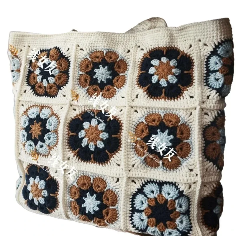 kit de matériel de sac à bandoulière carré, kit de bricolage au crochet, sac à main tissé pour femmes et adolescentes, cadeau pour anniversaire romantique