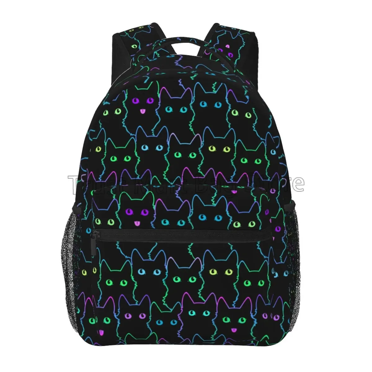 sac à dos d'école de chats noirs de bande dessinée pour des femmes et des filles, sac à livres d'ordinateur portable durable, sac à dos décontracté, sac de jour léger, sac de voyage de randonnée, mignon