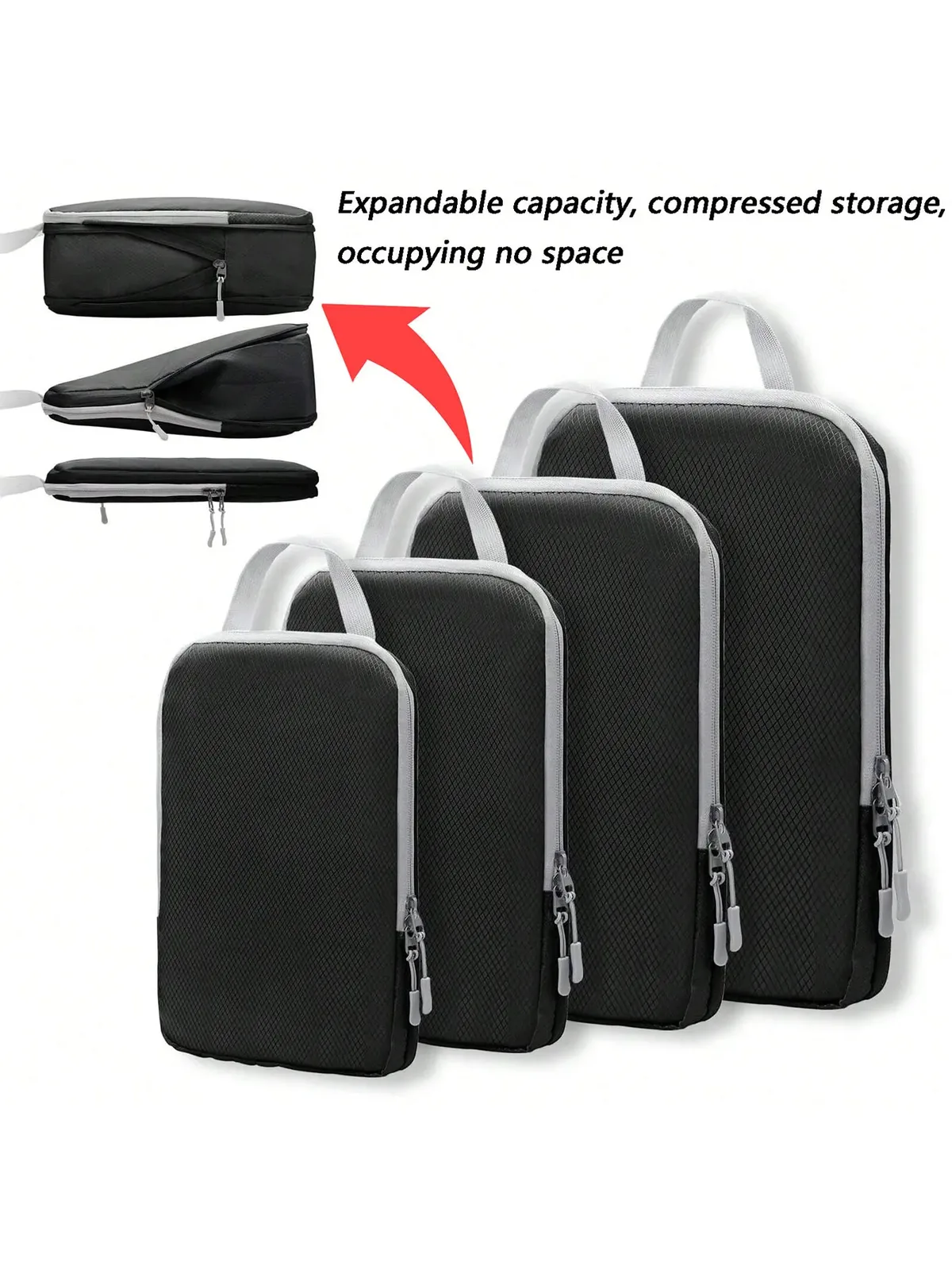 4 pièces/ensemble emballage compressible sac de rangement de voyage cubes valise étanche en nylon portable avec sac à main organisateur de bagages ryanai