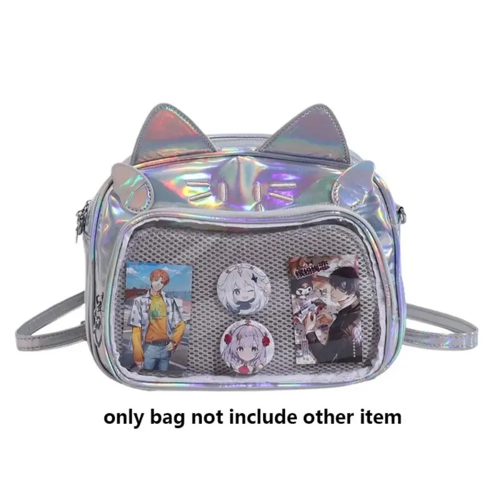 sac à fermeture éclair kawaii chat itabag sac en coton pu poche transparente petit article sac badge sac de rangement mode sacs à dos femmes