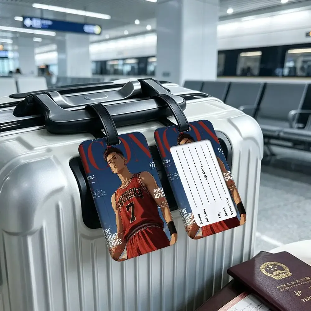 étiquette de bagage en pvc anti-perte avec motif de dessin animé japonais s-slams d-dunk, étui de protection imperméable pour carte d'information, pour valise et sac à main