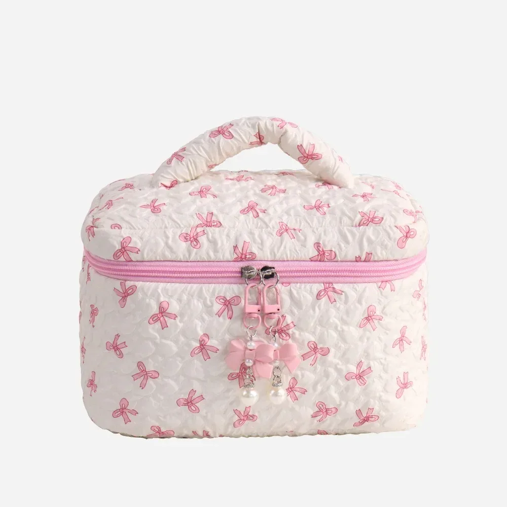sac à cosmétiques imprimé grande capacité, rangement de documents roses, pochette de maquillage en poudre, sac de voyage, mode, bow107