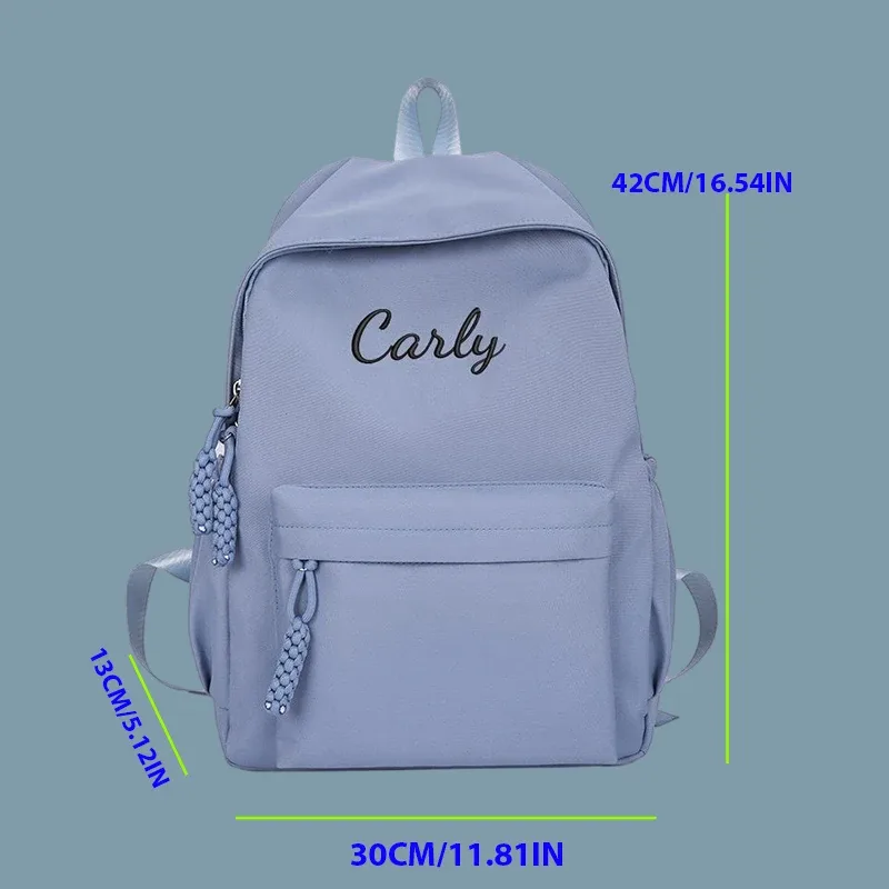 sac à dos personnalisé brodé - style universitaire, fabriqué en tissu uni de haute qualité, grande capacité, élégant et simple.