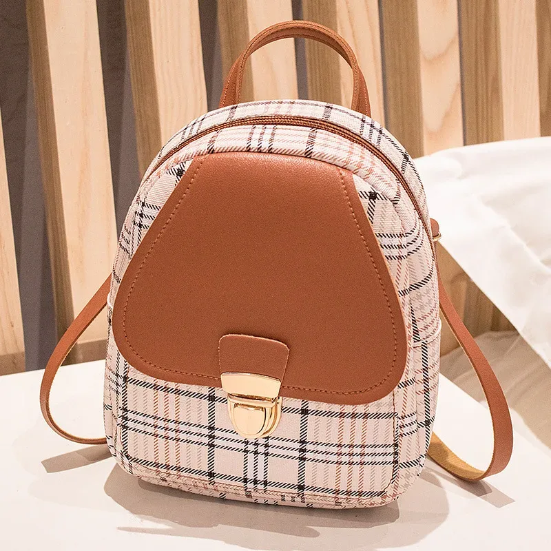 nouveau mini sac à dos bandoulière pour adolescente, sac à main à carreaux pour femme, sac à bandoulière pour téléphone, style coréen, nouveau modèle tendance pour femme