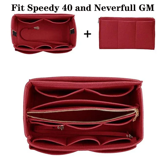 sac d'insertion d'organisateur de maquillage pour sac à main, sac à cosmétiques portatif de sac à main intérieur de voyage, sacs à cosmétiques adaptés à speedy neverfull
