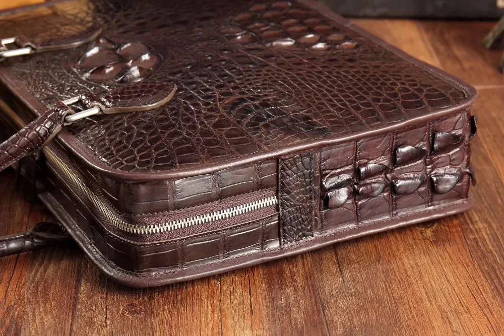 sac d'affaires de luxe en cuir de crocodile véritable pour hommes, porte-documents pour jeunes ordinateurs portables marron noir, livraison gratuite