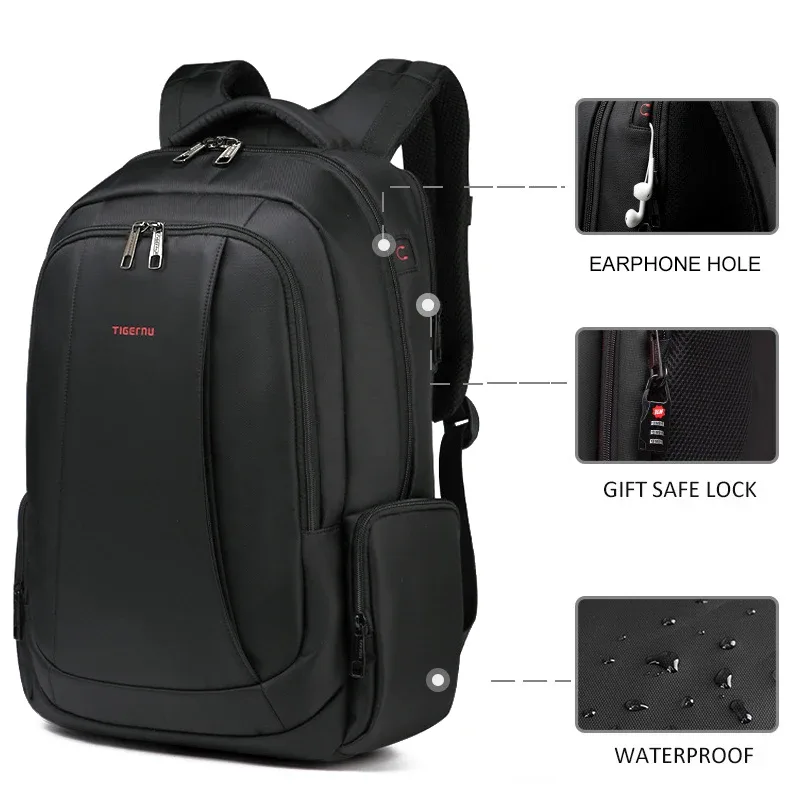tigernu sac à dos en nylon imperméable femme hommes sac à dos pour 15.6 ordinateur portable sac pour ordinateur portable mochilas sacs à dos scolaires sac mâle sac à dos