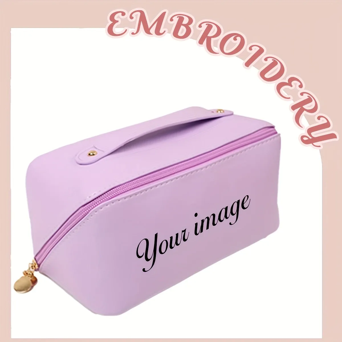 sac de maquillage portable grande capacité personnalisable pour femme, trousse de toilette de voyage, organiseur de cosmétiques, facile et tendance