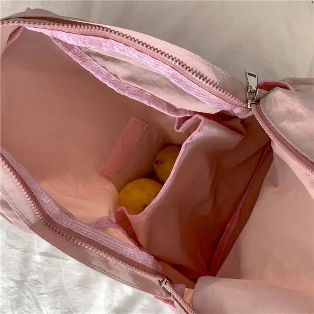 sac à dos décontracté de style coréen avec cordon de serrage, pliable, léger, en nylon doux, couleur unie, sac fourre-tout, sac à bandoulière pour employé de bureau