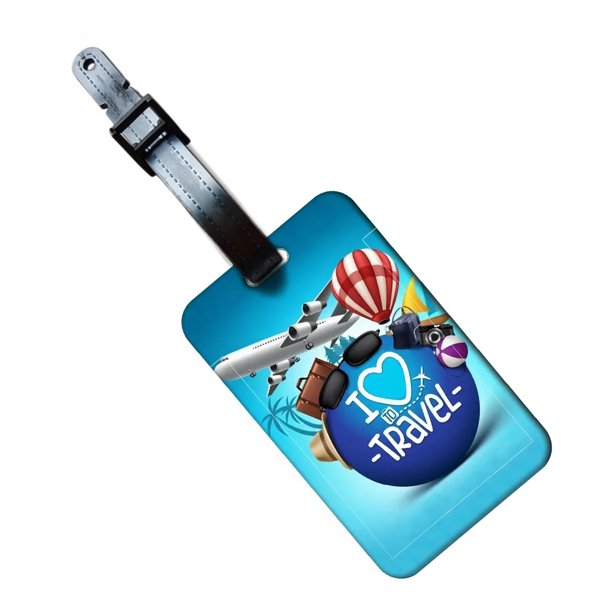 étiquette de bagage let's go travel en abs, porte-adresse créatif pour valise, accessoire d'embarquement portable pour bagages